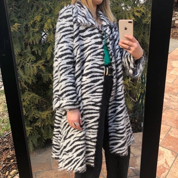 Vintage come n see zebra shabby eyelash swing cardigan duster Medium - Picture 9 of 11